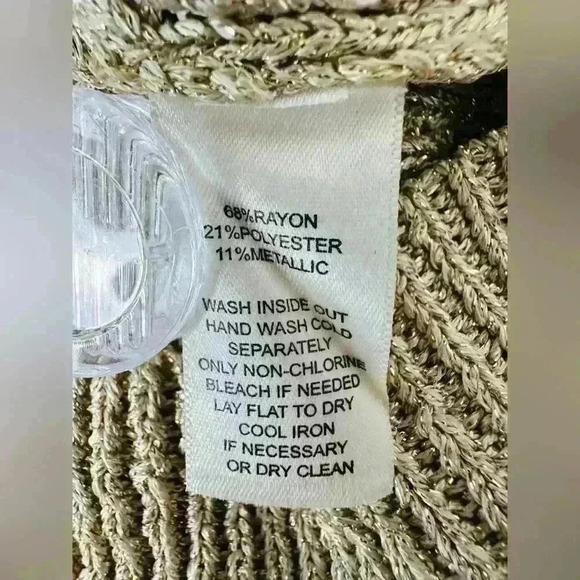 WHBM Gold/Metallic Short Sleeve Knit Sweater Size Medium - Picture 10 of 10